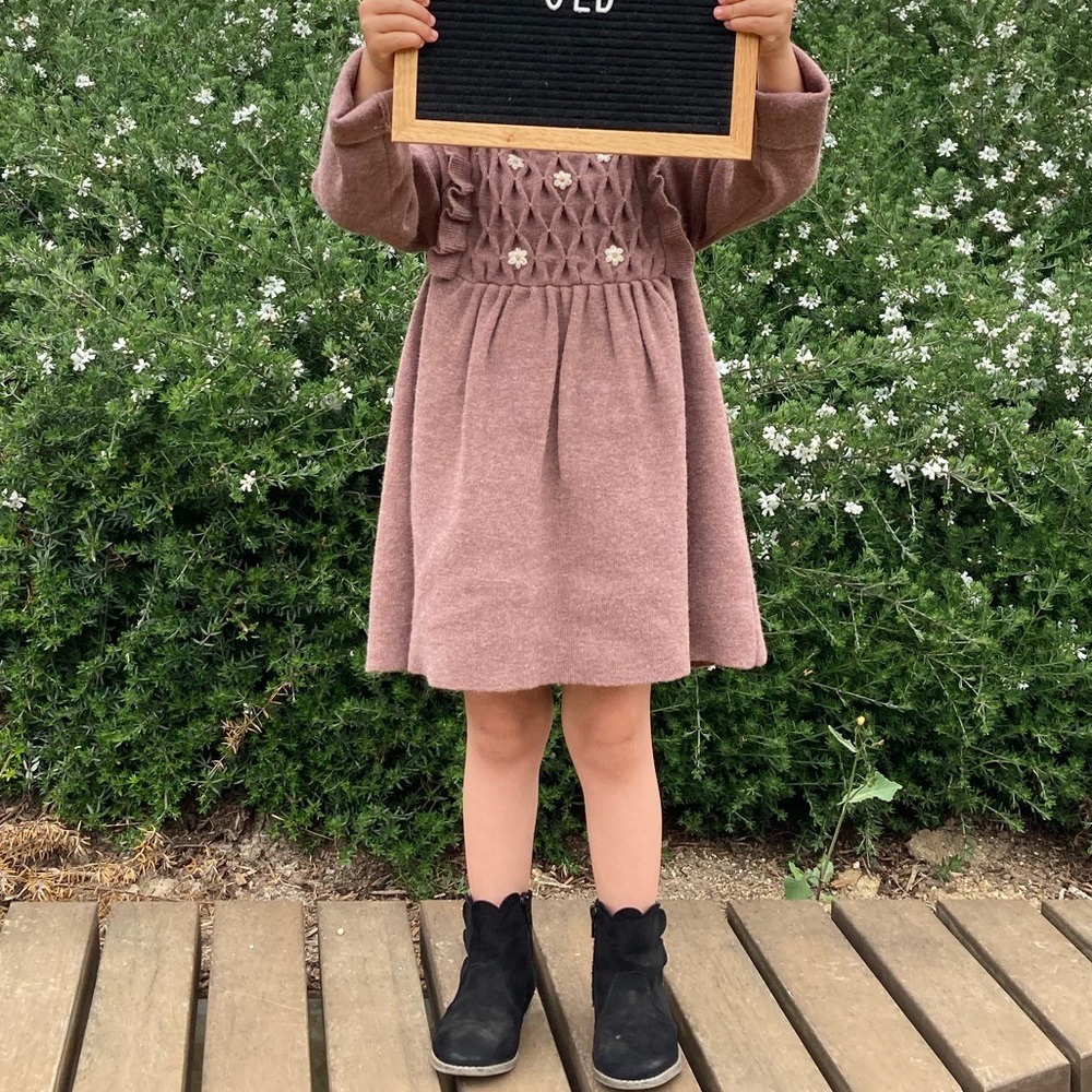 Zara Kids KNIT SMOCKED DRESS WITH EMBROIDERY
